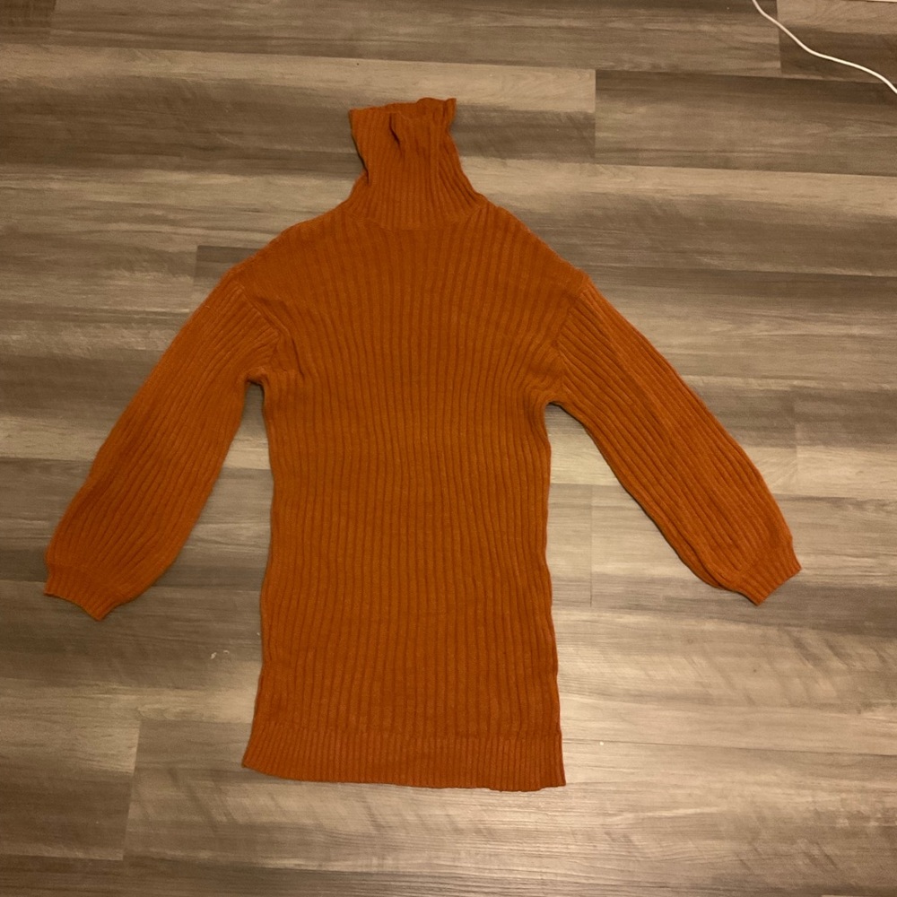 Orange TurtleNeck Sweater Dress, Small